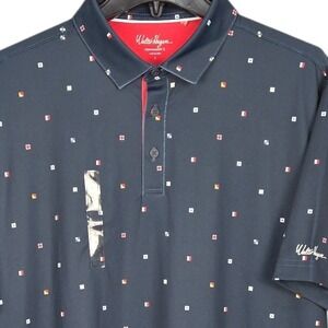 Walter Hagen Golf Polo Mens Large Blue Nautical Flag Shirt Performance NWOT